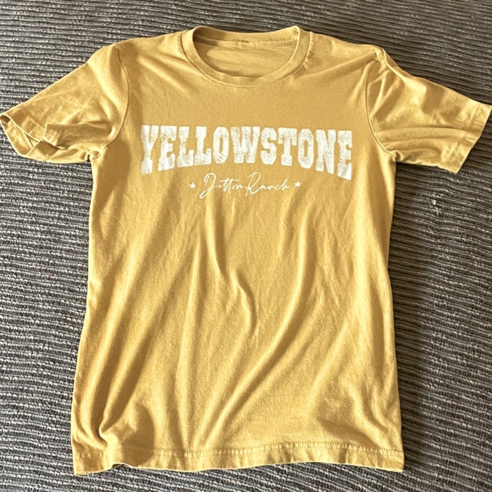 Mustard Graphic Tee with Yellowstone design